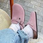 Suede Leather Clog Womens Mens Nonslip Outdoor Indoor Slides Slipper Shoes Arch Support Padded Winter Shoes