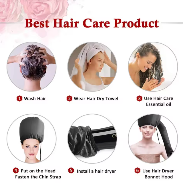 Portable Drying Short Hair Wig Bonnet Quick Effortless Hair Dryer Adjustable Hair Care Oil Diffuser Fast Blow Dryer Cap