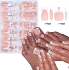 144 Pcs Set French Tip Press On Nails + Toenails DIY High Quality Set (144PCS) | Salon Look in Minutes