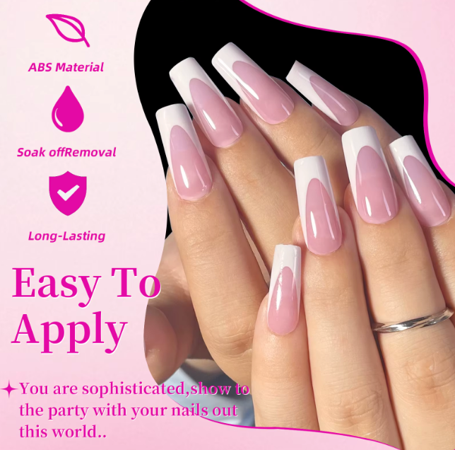 144 Pcs Set French Tip Press On Nails + Toenails DIY High Quality Set (144PCS) | Salon Look in Minutes