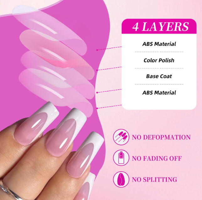 144 Pcs Set French Tip Press On Nails + Toenails DIY High Quality Set (144PCS) | Salon Look in Minutes