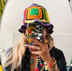 Crochet Knitted Bucket Hat Hollow Fashion Handmade Y2K Korean Fashion Design Cap