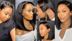 PICK 2 DEAL Straight/ Deep Wave Bob Length 12/14 inch Human Hair Wigs