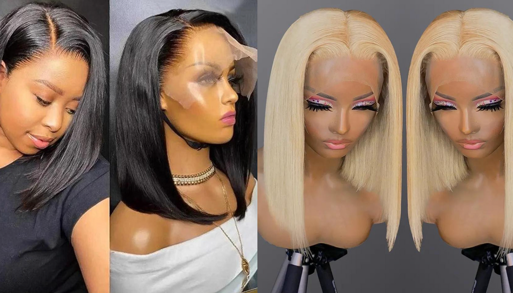 PICK 2 DEAL Straight/ Deep Wave Bob Length 12/14 inch Human Hair Wigs
