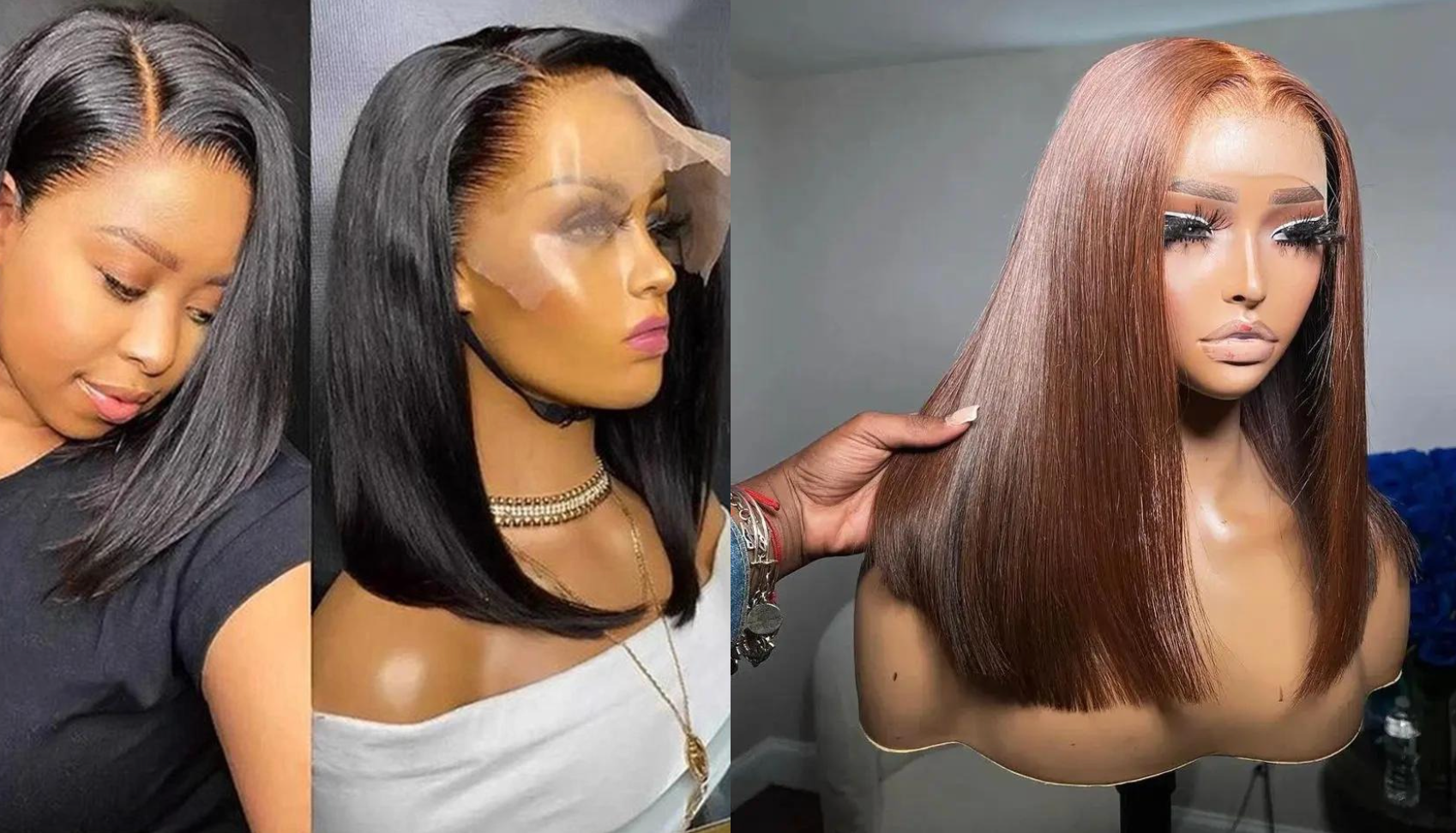 PICK 2 DEAL Straight/ Deep Wave Bob Length 12/14 inch Human Hair Wigs