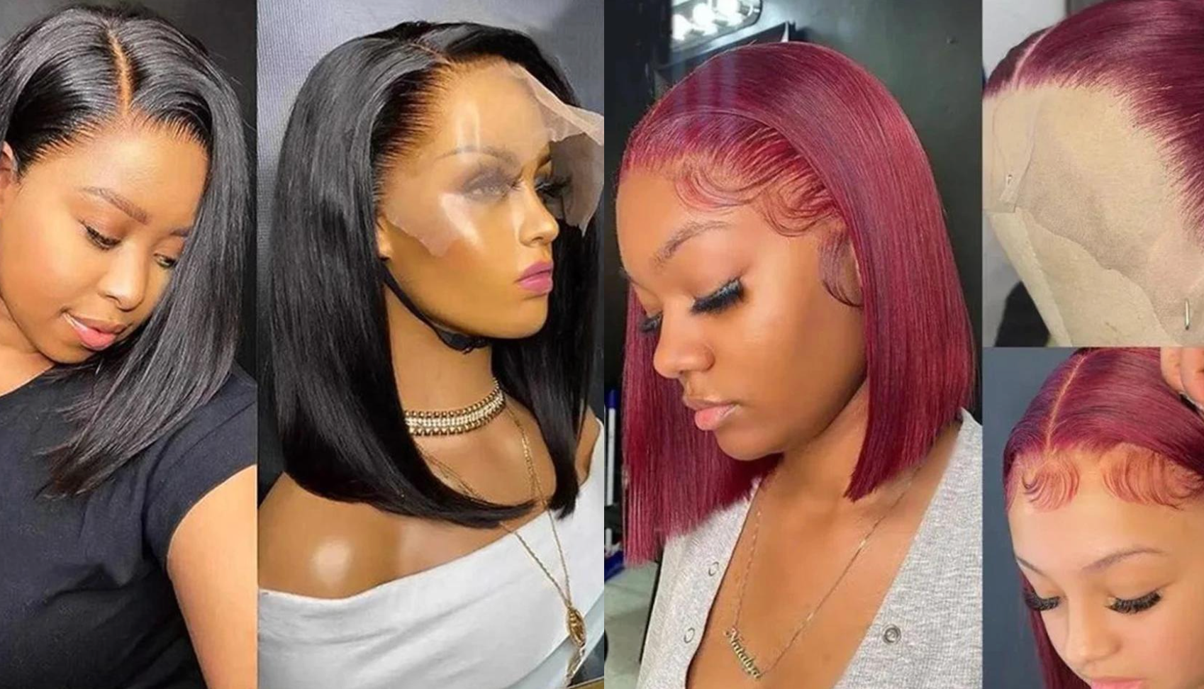 PICK 2 DEAL Straight/ Deep Wave Bob Length 12/14 inch Human Hair Wigs
