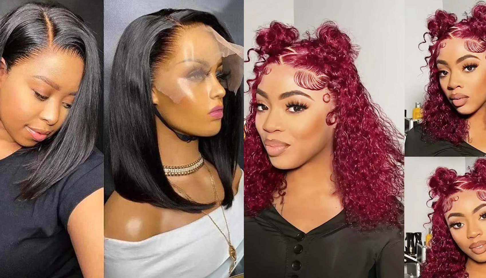 PICK 2 DEAL Straight/ Deep Wave Bob Length 12/14 inch Human Hair Wigs