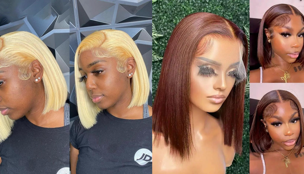 PICK 2 DEAL Straight/ Deep Wave Bob Length 12/14 inch Human Hair Wigs