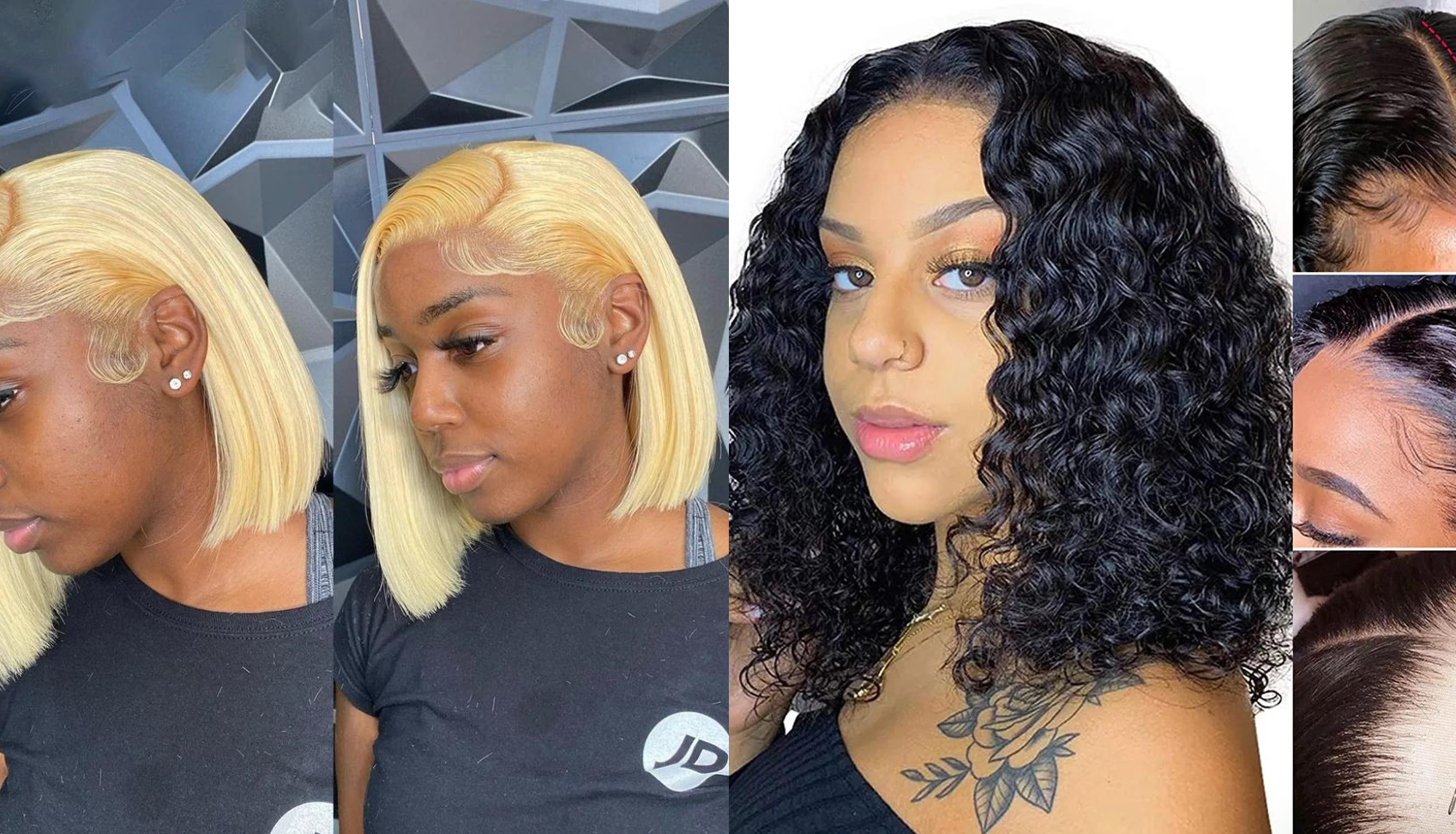 PICK 2 DEAL Straight/ Deep Wave Bob Length 12/14 inch Human Hair Wigs