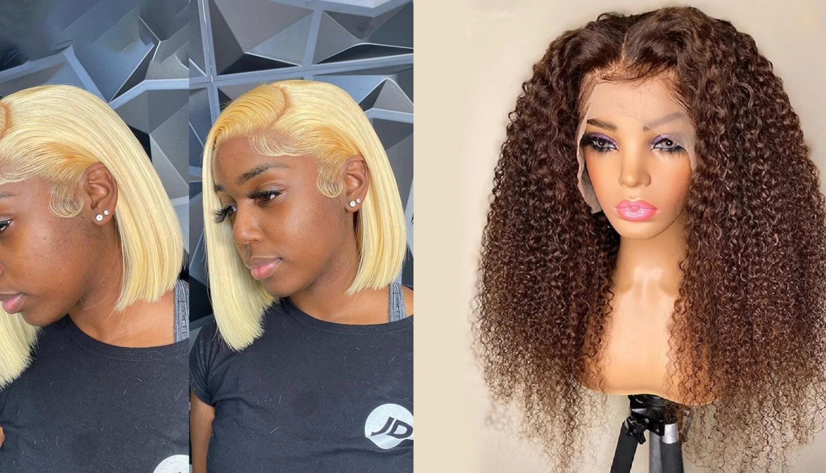 PICK 2 DEAL Straight/ Deep Wave Bob Length 12/14 inch Human Hair Wigs
