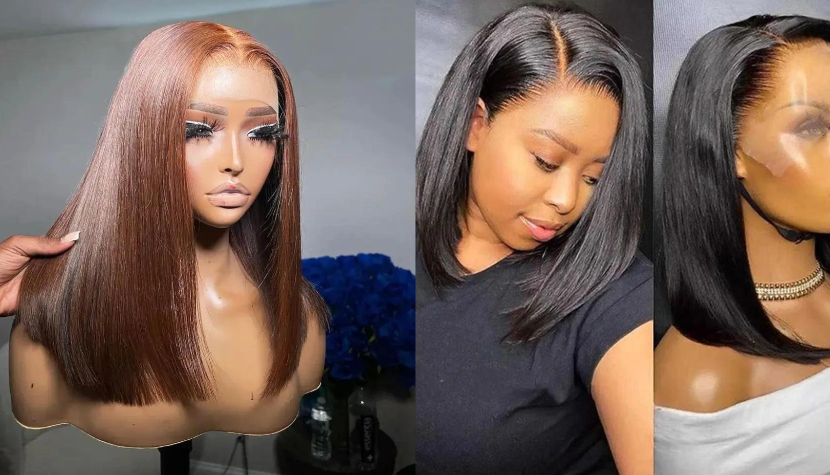 PICK 2 DEAL Straight/ Deep Wave Bob Length 12/14 inch Human Hair Wigs