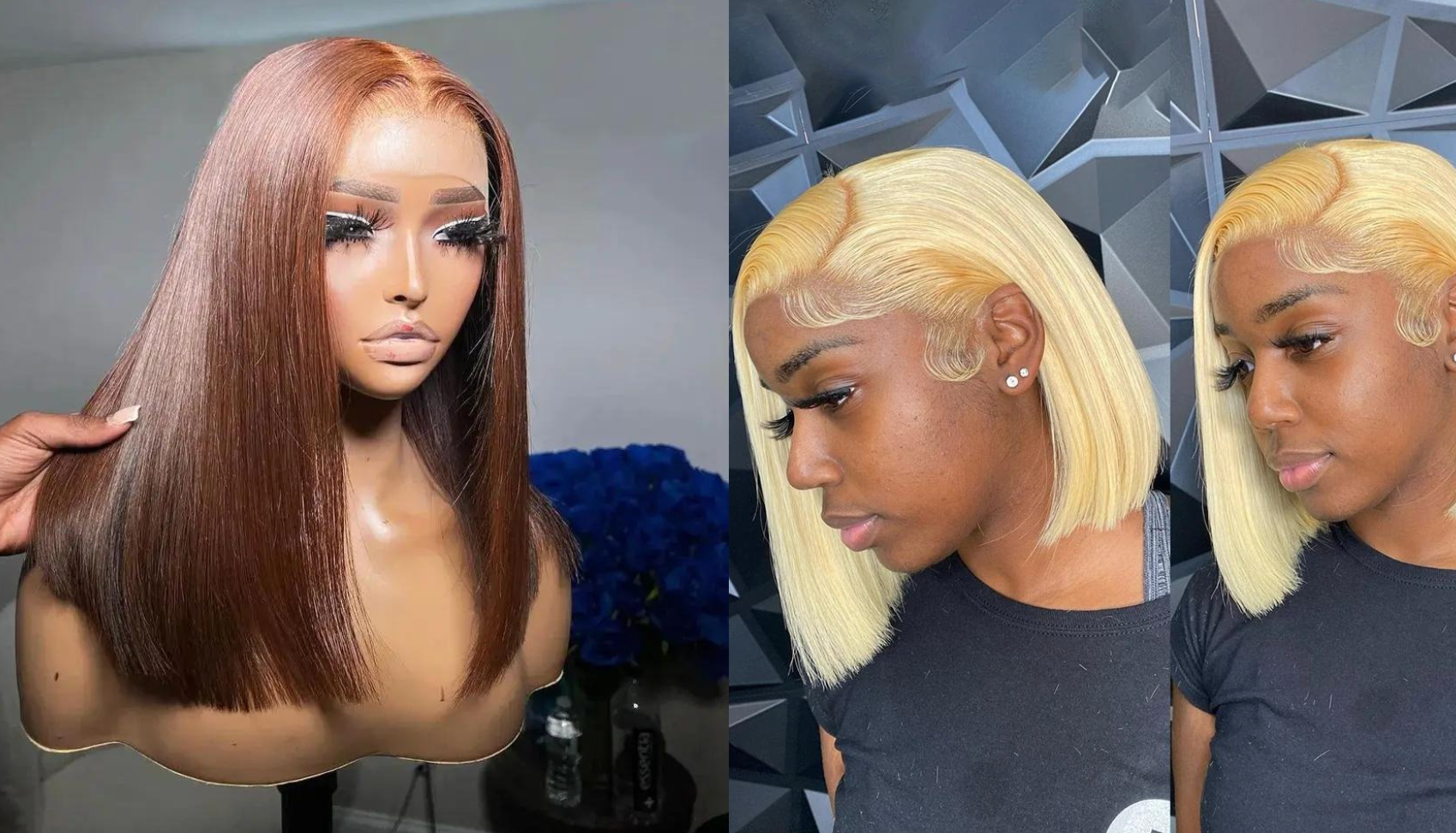 PICK 2 DEAL Straight/ Deep Wave Bob Length 12/14 inch Human Hair Wigs