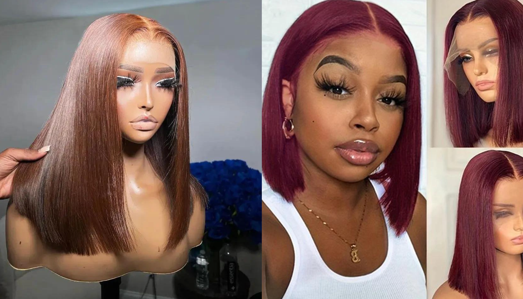 PICK 2 DEAL Straight/ Deep Wave Bob Length 12/14 inch Human Hair Wigs