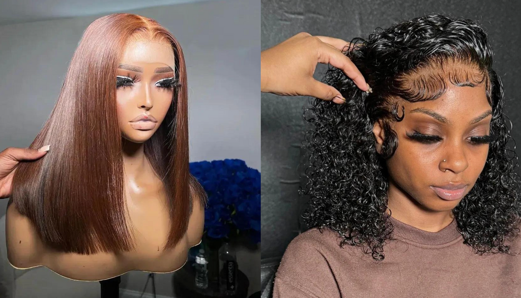 PICK 2 DEAL Straight/ Deep Wave Bob Length 12/14 inch Human Hair Wigs