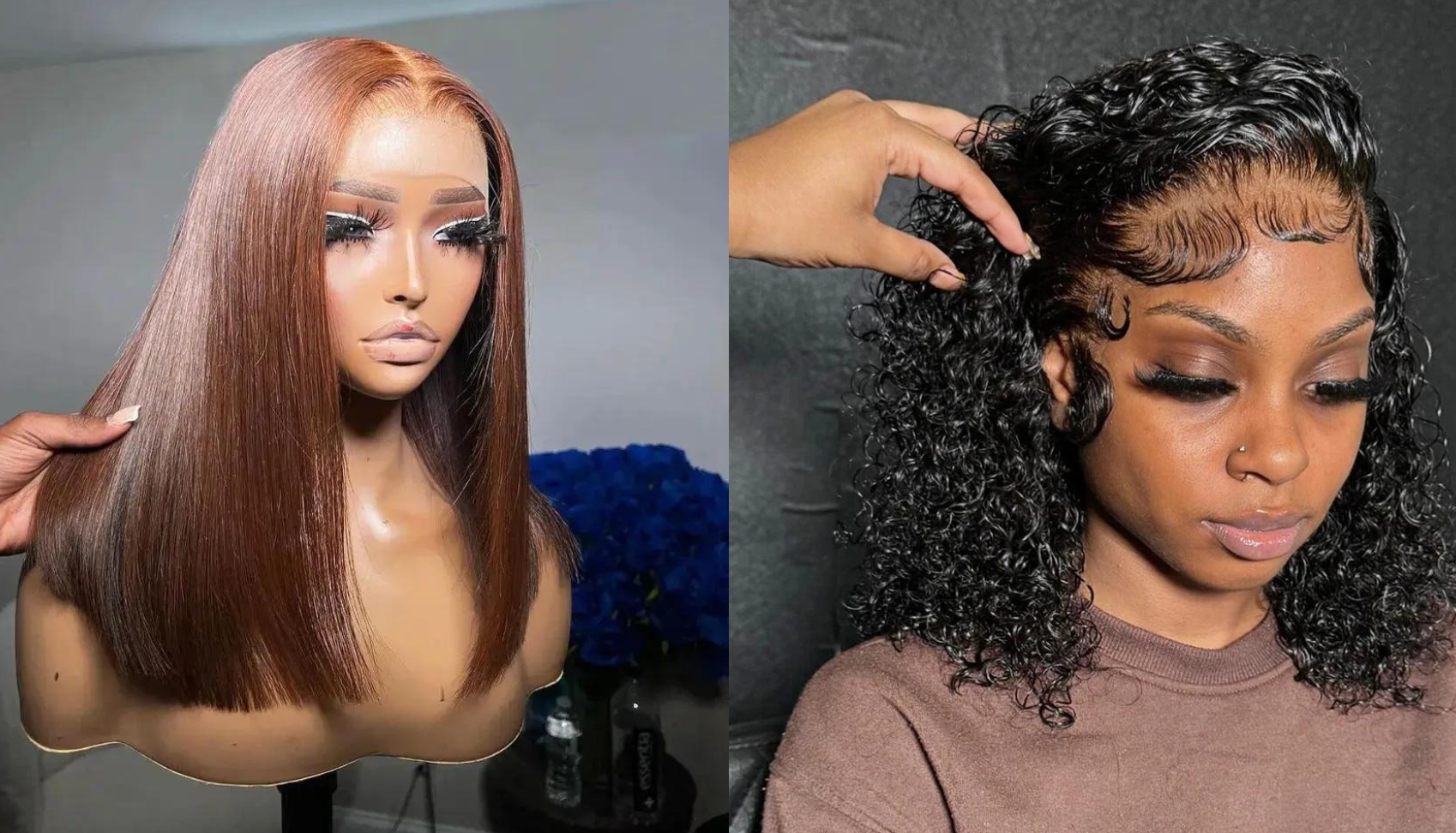 PICK 2 DEAL Straight/ Deep Wave Bob Length 12/14 inch Human Hair Wigs
