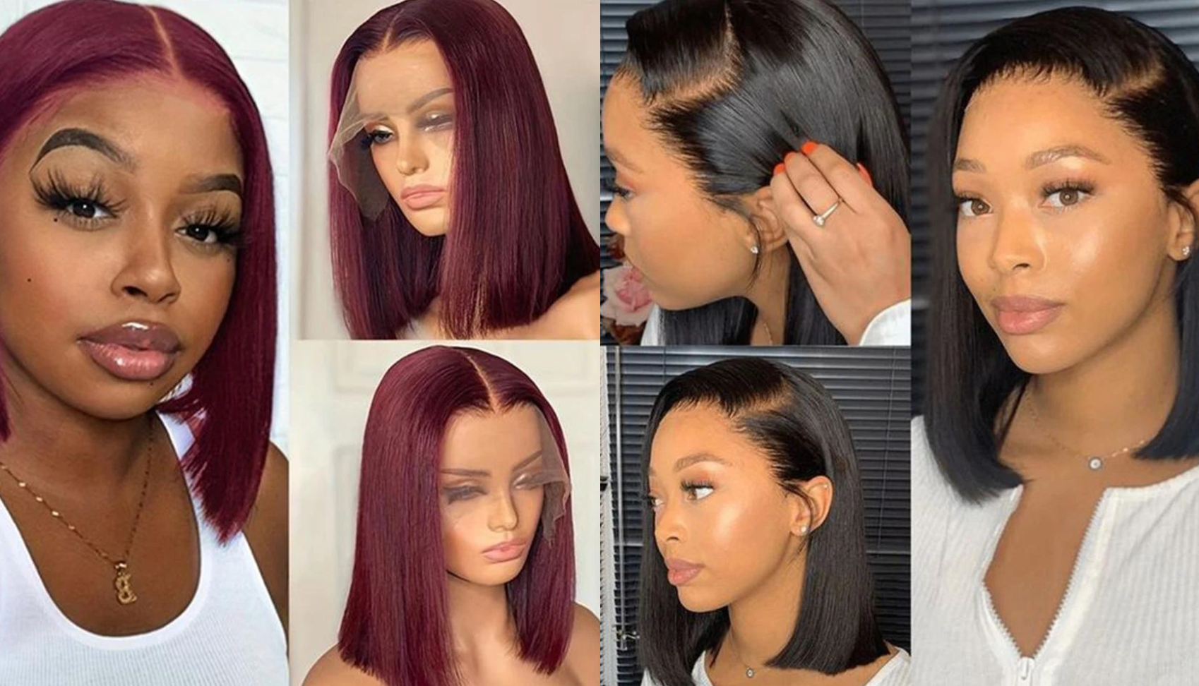 PICK 2 DEAL Straight/ Deep Wave Bob Length 12/14 inch Human Hair Wigs