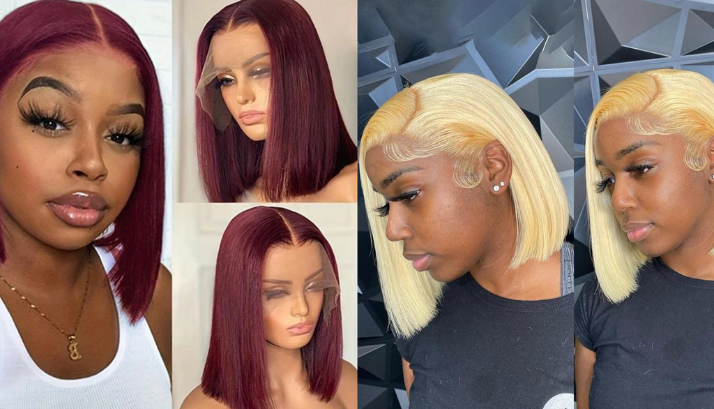 PICK 2 DEAL Straight/ Deep Wave Bob Length 12/14 inch Human Hair Wigs