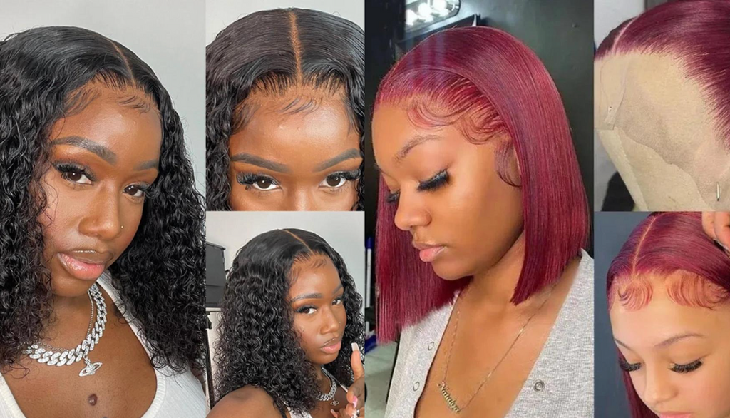 PICK 2 DEAL Straight/ Deep Wave Bob Length 12/14 inch Human Hair Wigs