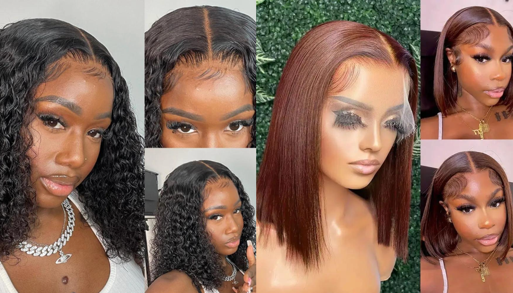 PICK 2 DEAL Straight/ Deep Wave Bob Length 12/14 inch Human Hair Wigs