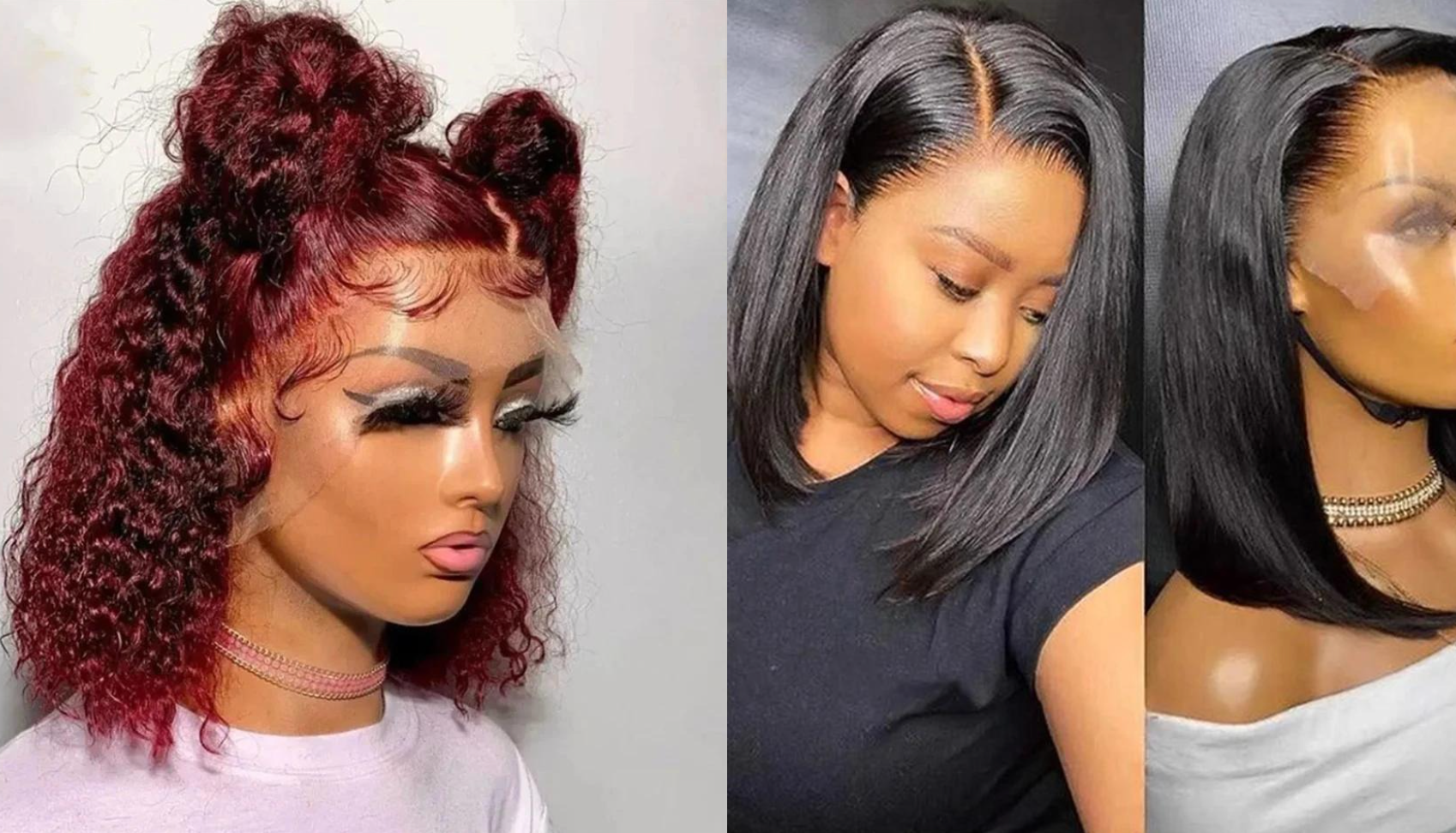 PICK 2 DEAL Straight/ Deep Wave Bob Length 12/14 inch Human Hair Wigs