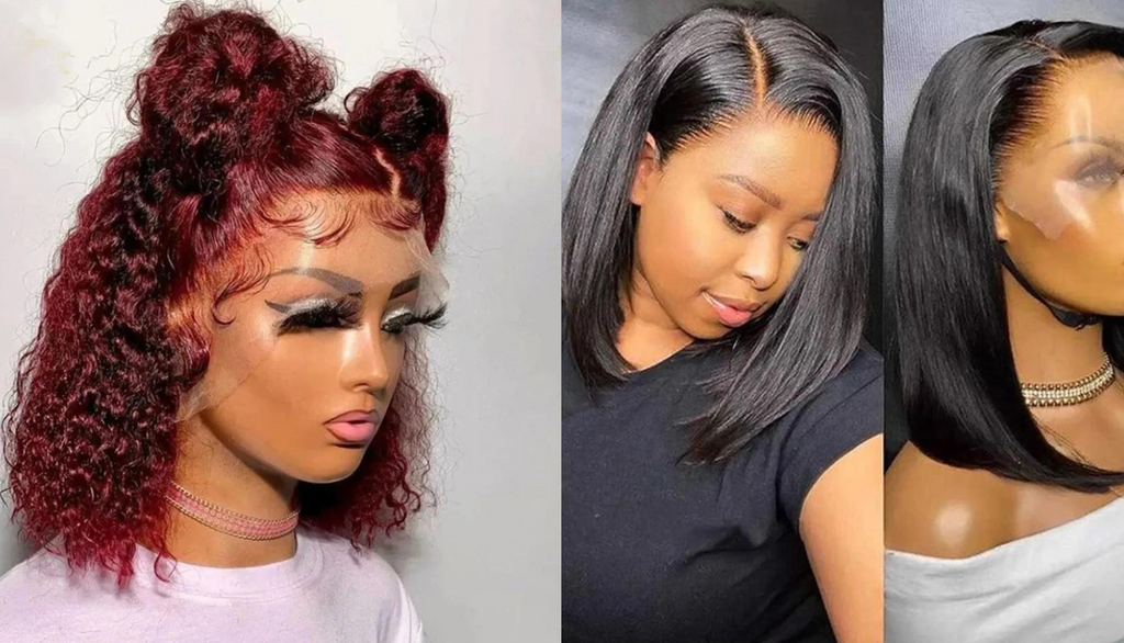PICK 2 DEAL Straight/ Deep Wave Bob Length 12/14 inch Human Hair Wigs