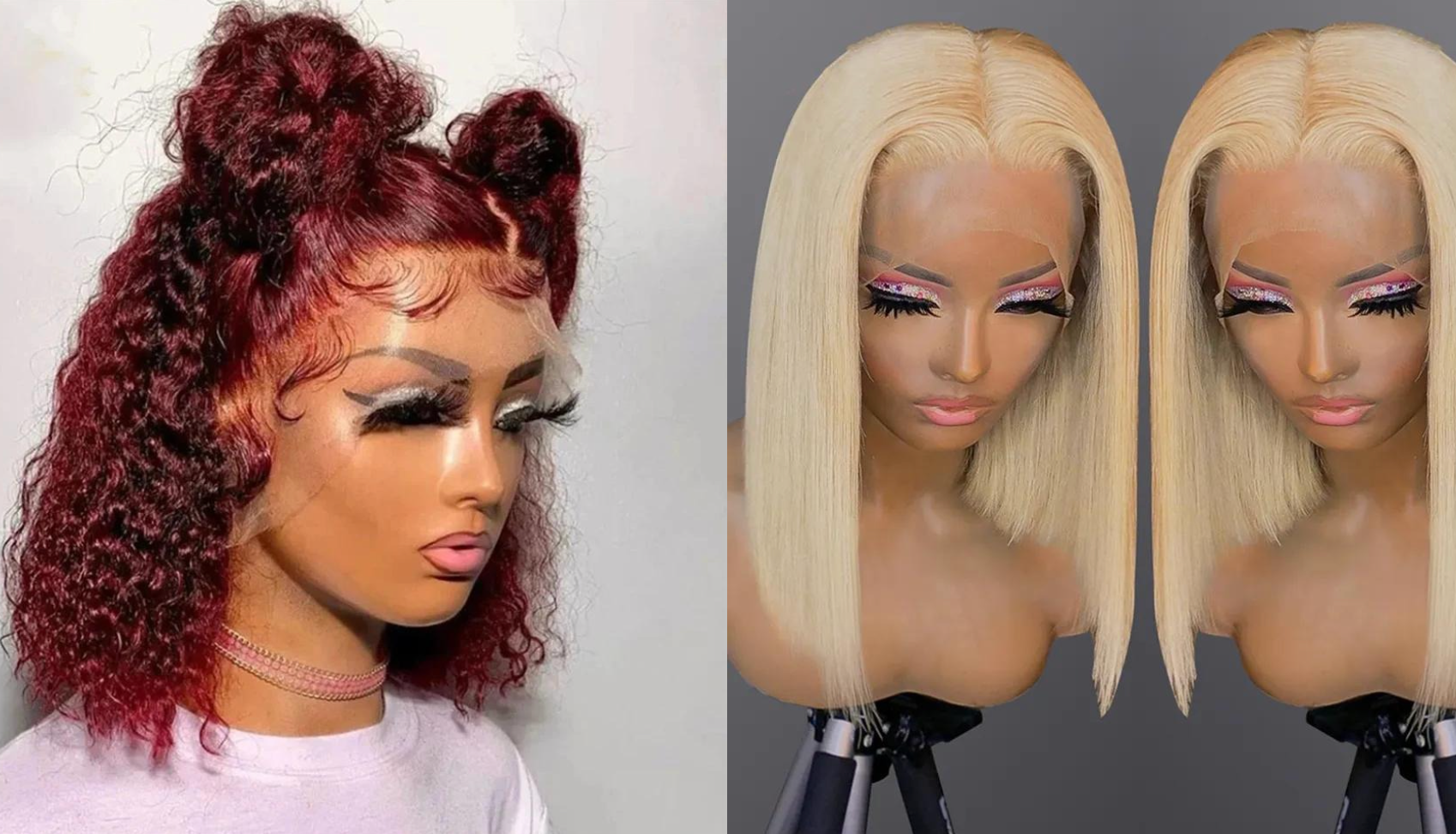 PICK 2 DEAL Straight/ Deep Wave Bob Length 12/14 inch Human Hair Wigs