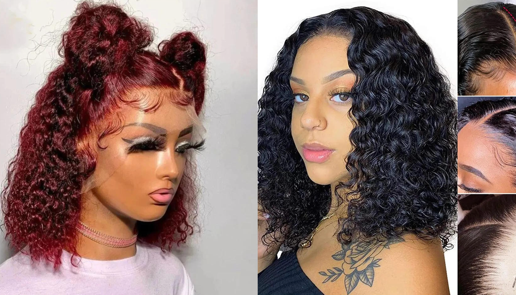 PICK 2 DEAL Straight/ Deep Wave Bob Length 12/14 inch Human Hair Wigs