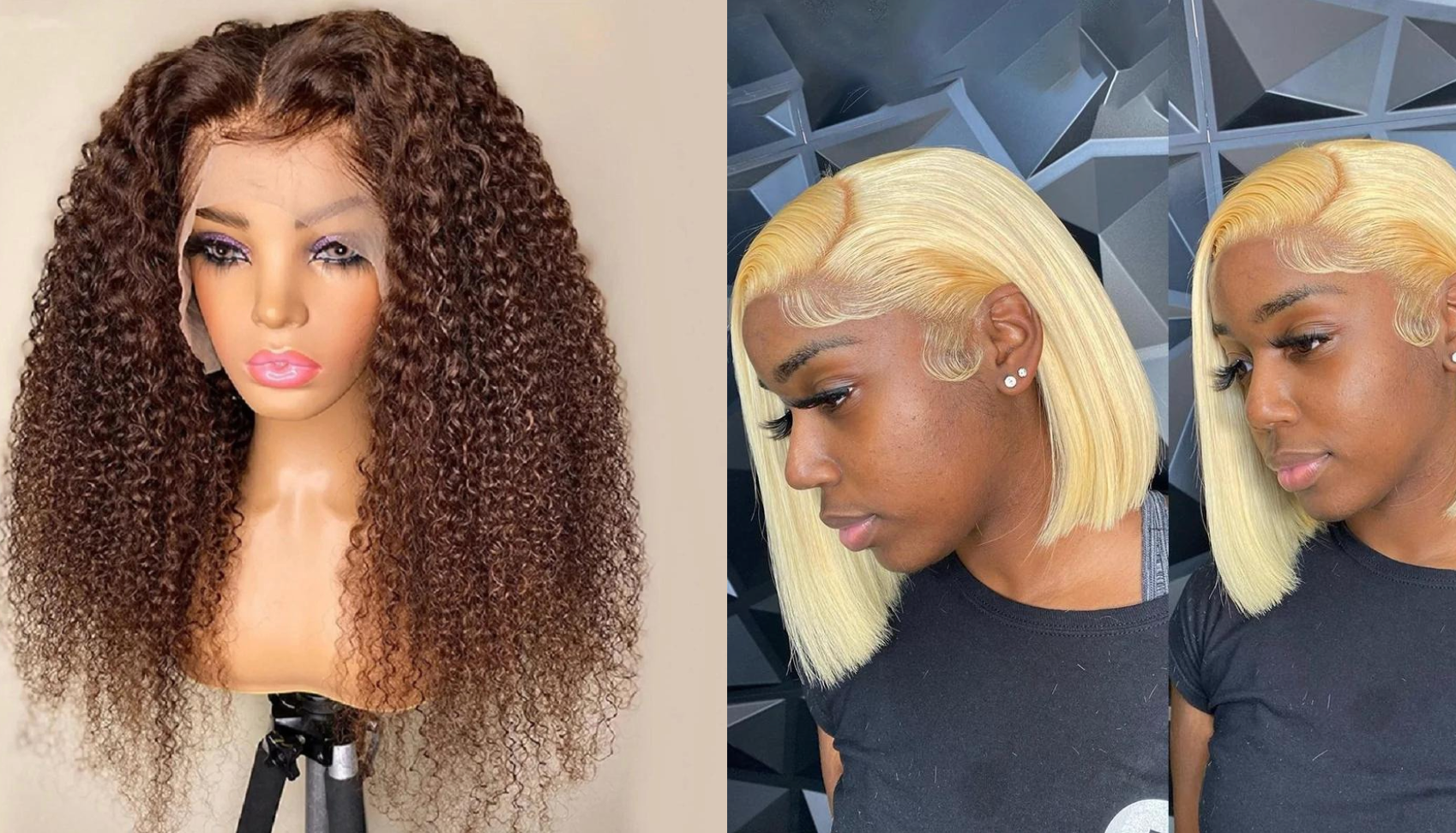 PICK 2 DEAL Straight/ Deep Wave Bob Length 12/14 inch Human Hair Wigs
