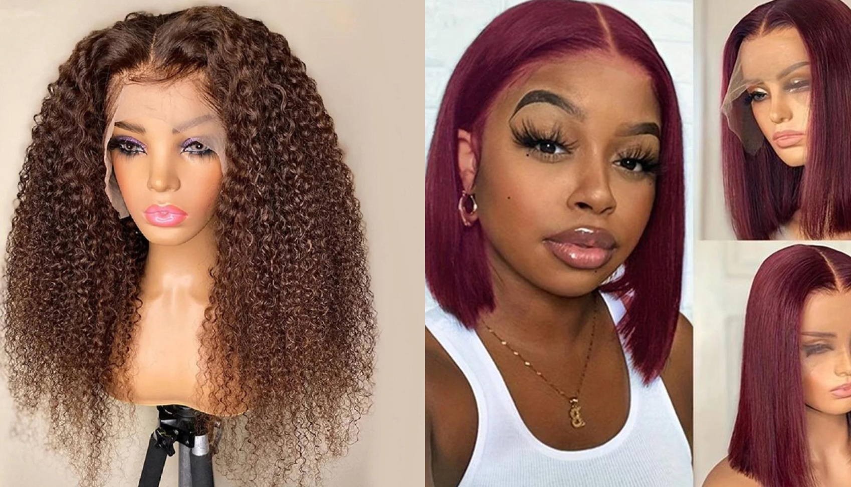 PICK 2 DEAL Straight/ Deep Wave Bob Length 12/14 inch Human Hair Wigs