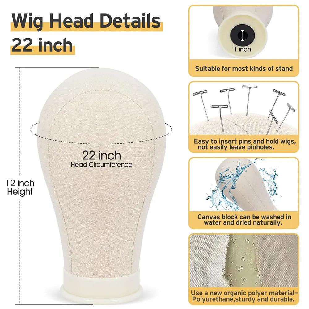 Mannequin Canvas Wig Styling 21-24 Inch Head Stand Styling Accessory Kit