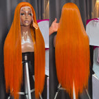 🔥Ginger Orange Straight Human Hair HD Lace Brazilian Human Hair Wig