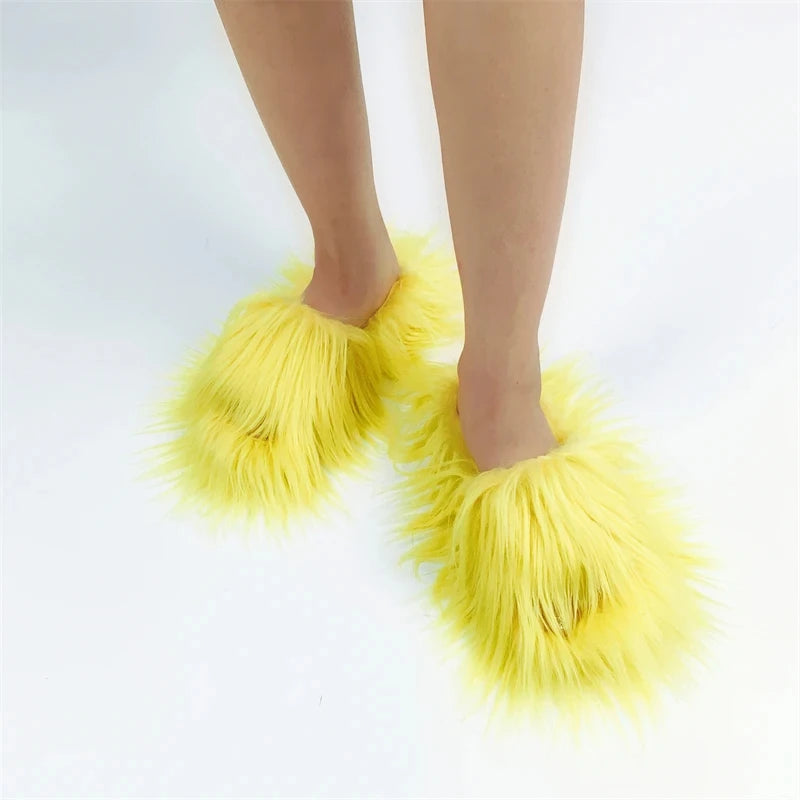 Fashion cotton Open toe slippers Woman Trending Furry Style Shoes