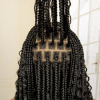 36 inch Synthetic Braided Boho Lace Wig Curly Hair Knotless Box Braids Hairstyle