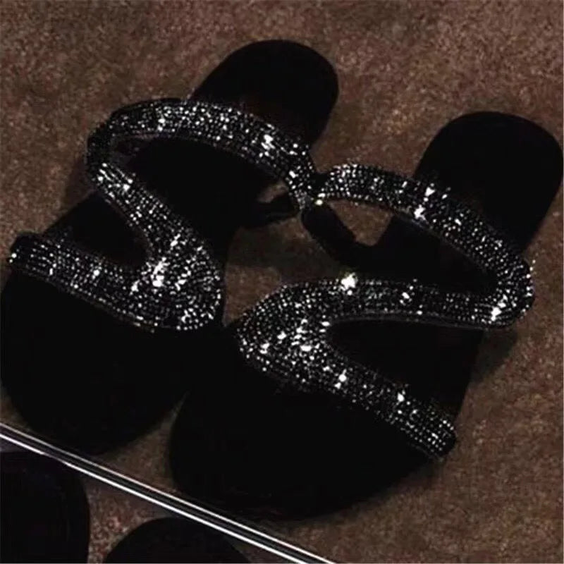 Woman’s Summer Sandals Beach Rhinestone Strap Ladies Fashion Slides Trending Fashion Shoes
