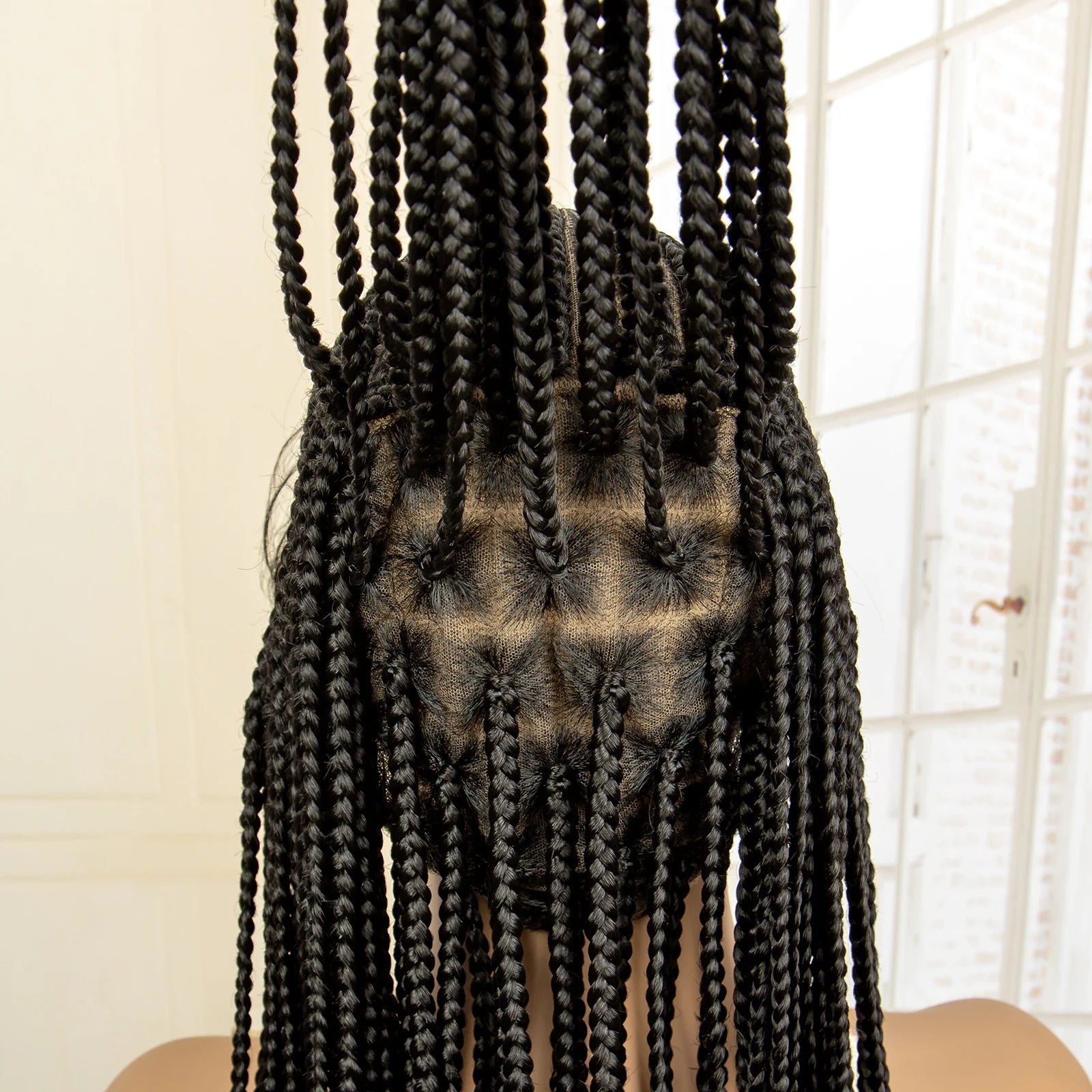 36 Inch Full Lace Fulani Box Braid Synthetic Lace Front Pre Styled Braided Wig