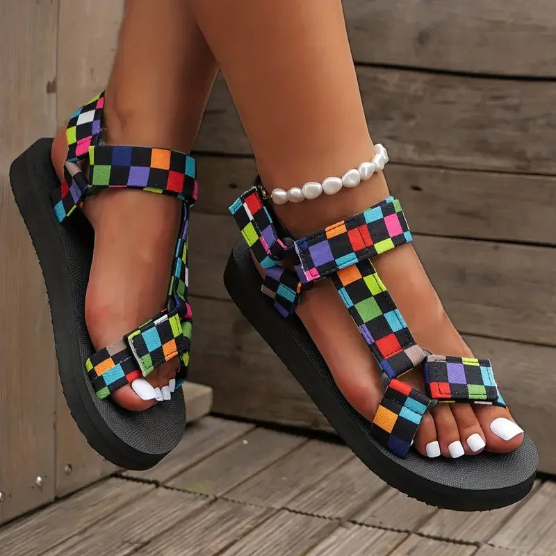 Women Fashion Gladiator Style Strap Slip On Sandals Outdoor Casual Slides Footwear