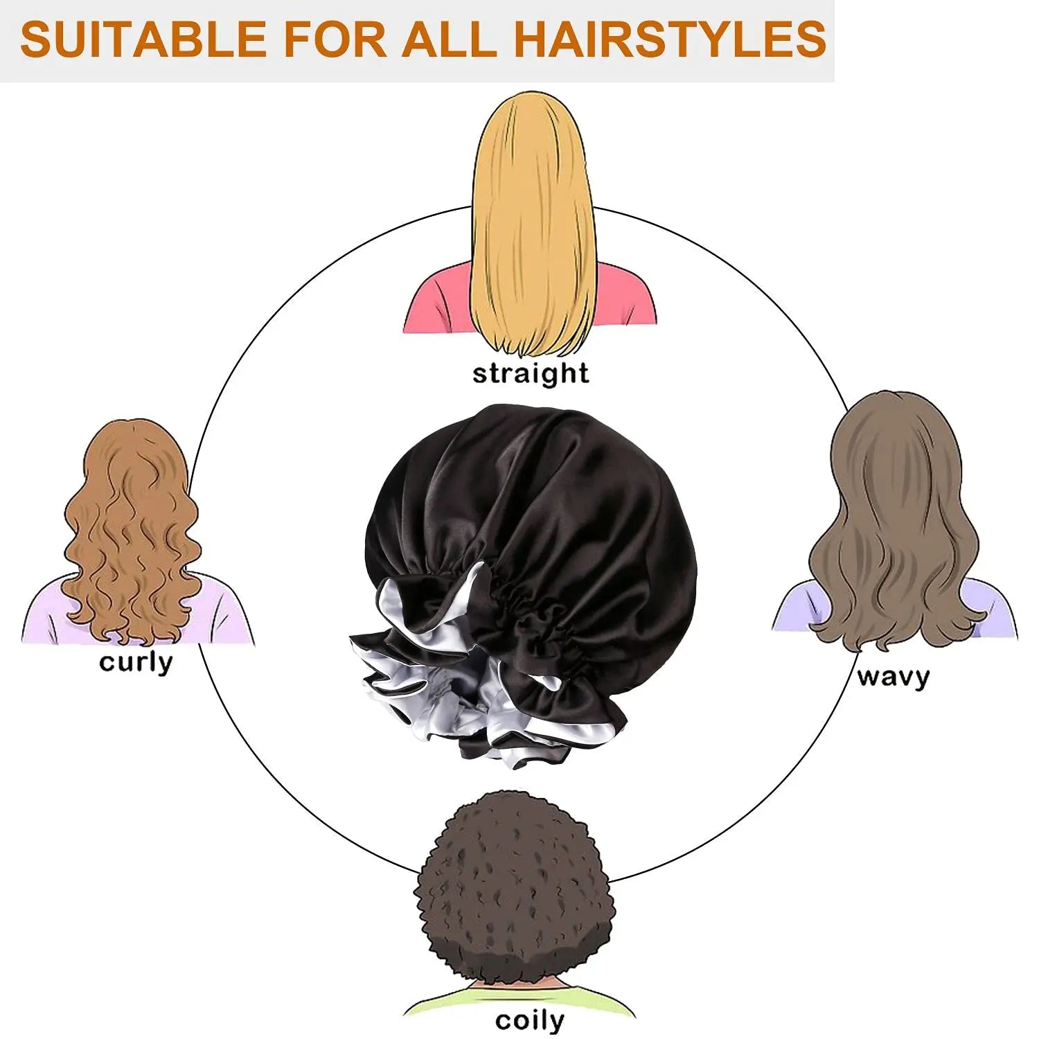 2 Pcs Reversible Double Sided Silky Bonnet Womans Kids Matching Bonnet Sleep Cap Set