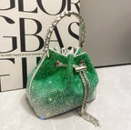 Rhinestone Clutch Purse Trending Handbags Crystal Bucket Shoulder Medium Shiny Bag