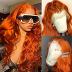 Ginger Orange Body Wave Human Hair 150% 180% Density Brazilian HD Lace wig