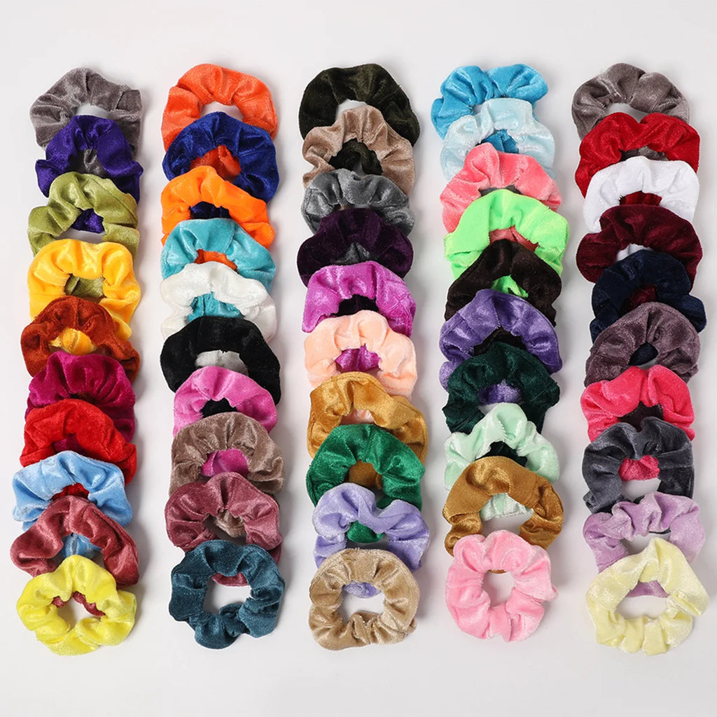 Satin Silk Hair Scrunchies Random Assorted  60Pcs 45 Pcs Solid Color Set Soft Texture Hair