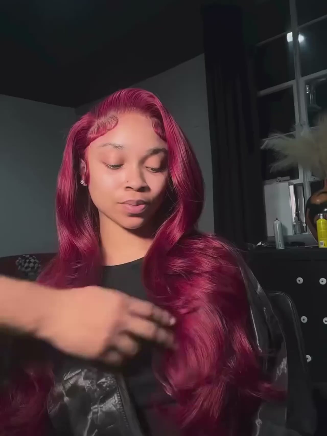 🔥99J Pre Plucked Human Hair Body Wave Burgundy Colored Brazilian Lace Front Wig