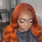 Ginger Orange Body Wave Human Hair 150% 180% Density Brazilian HD Lace wig