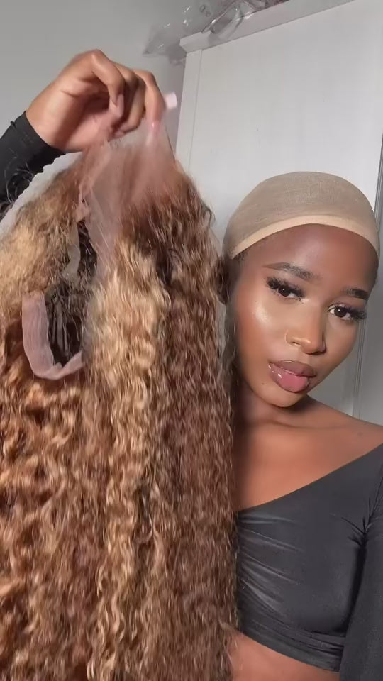 Highlighted 150% 180% Density Loose Deep Wave Curl Human Hair HD Lace Ombre 13x4 13x6 Highlighted Wig