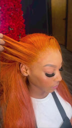 🔥Ginger Orange Straight Human Hair HD Lace Brazilian Human Hair Wig