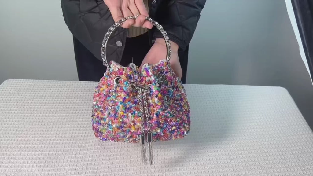 Womans Colorful Fashion Tote Bucket Chain Shoulder Handbag Y2k Design