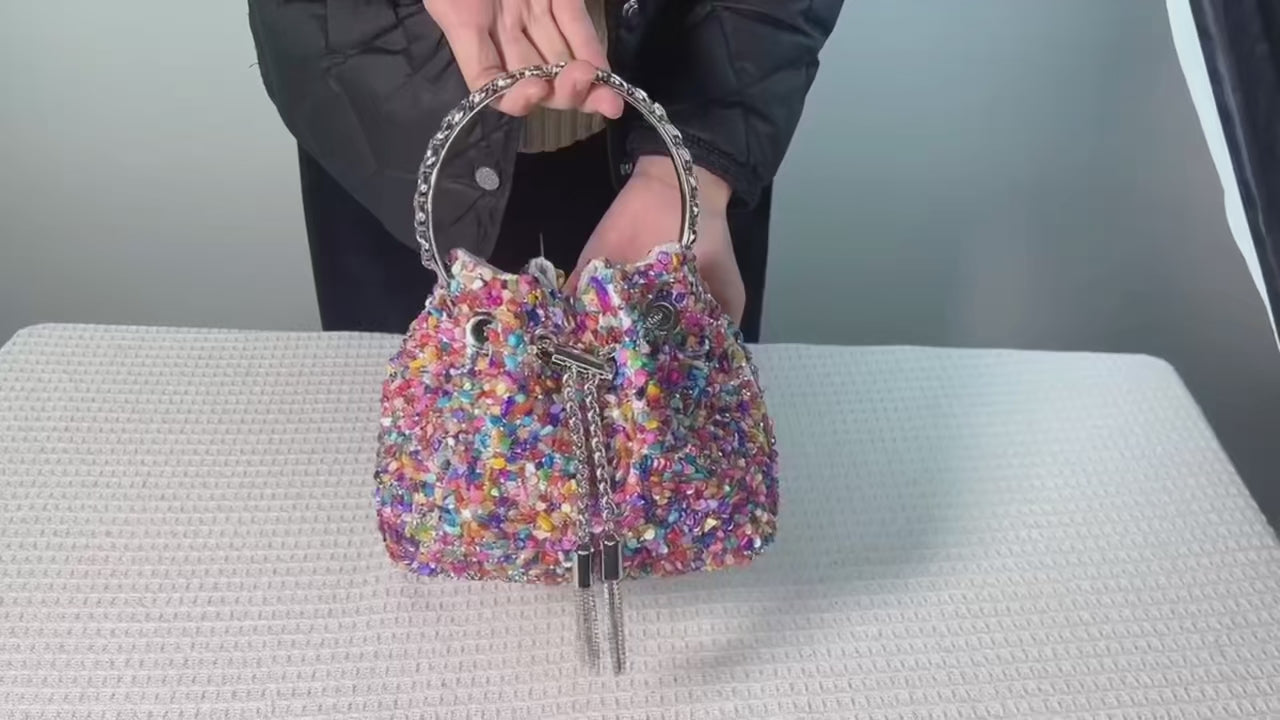 Womans Colorful Fashion Tote Bucket Chain Shoulder Handbag Y2k Design