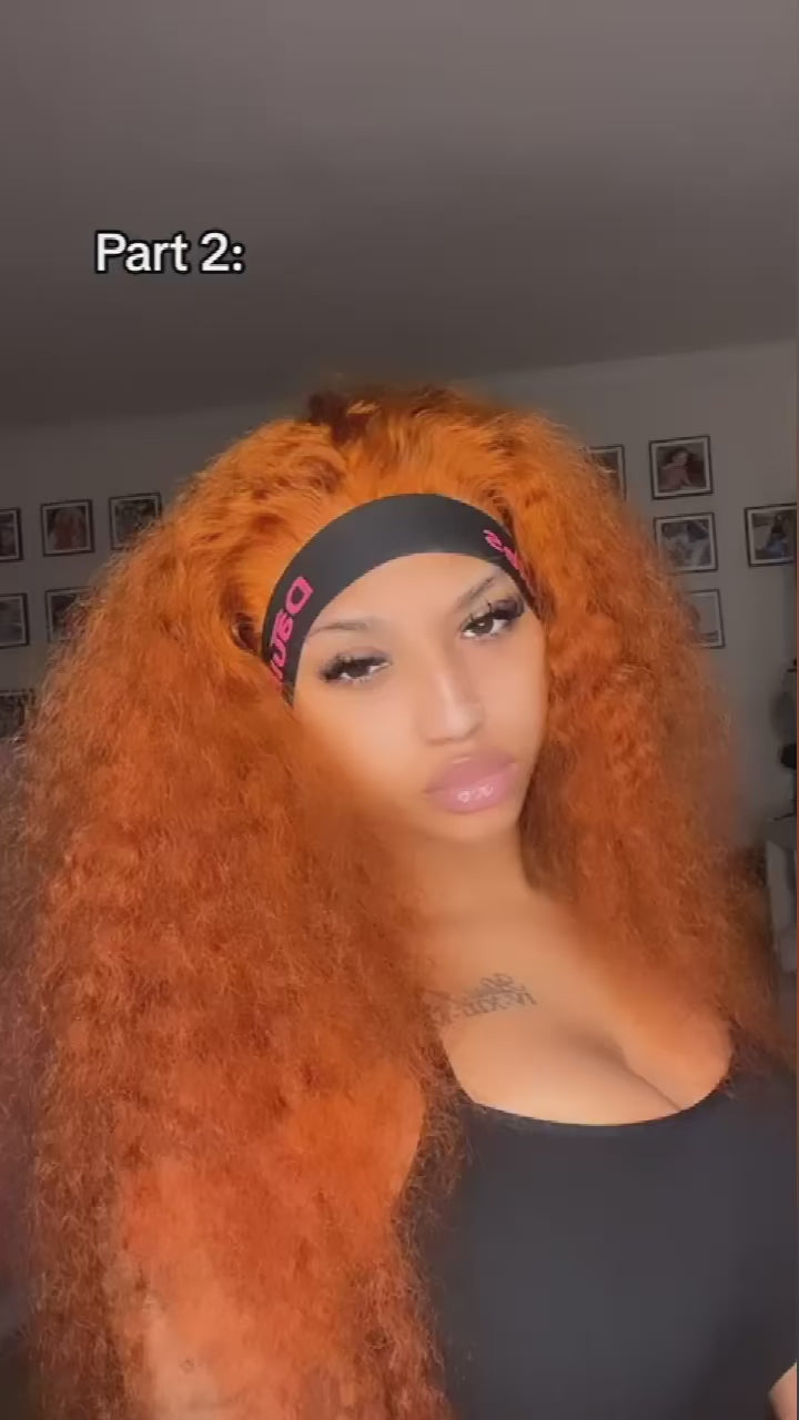 Ginger Orange Deep Wave Loose Curly Human Hair Orange Brazilian Wig 180% 200% Density Lace Front Wig