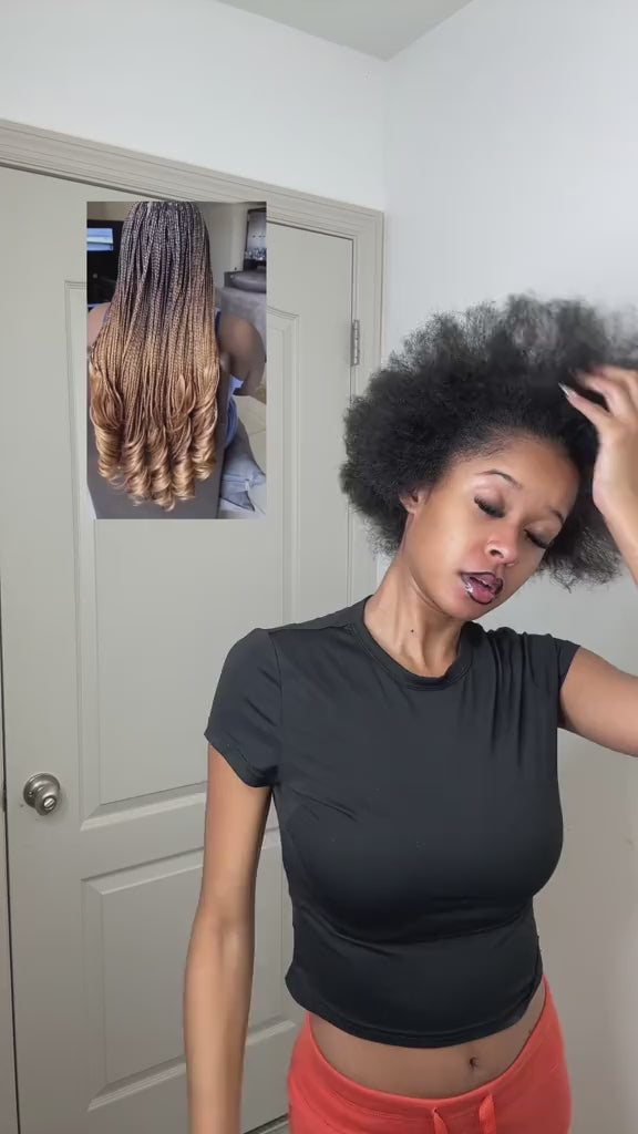 Bohemian Crochet Box Braids Pre Looped Curly Ends Synthetic Boho Goddess Ombre 1-8 Pack 14-24 Inch Hair Extensions