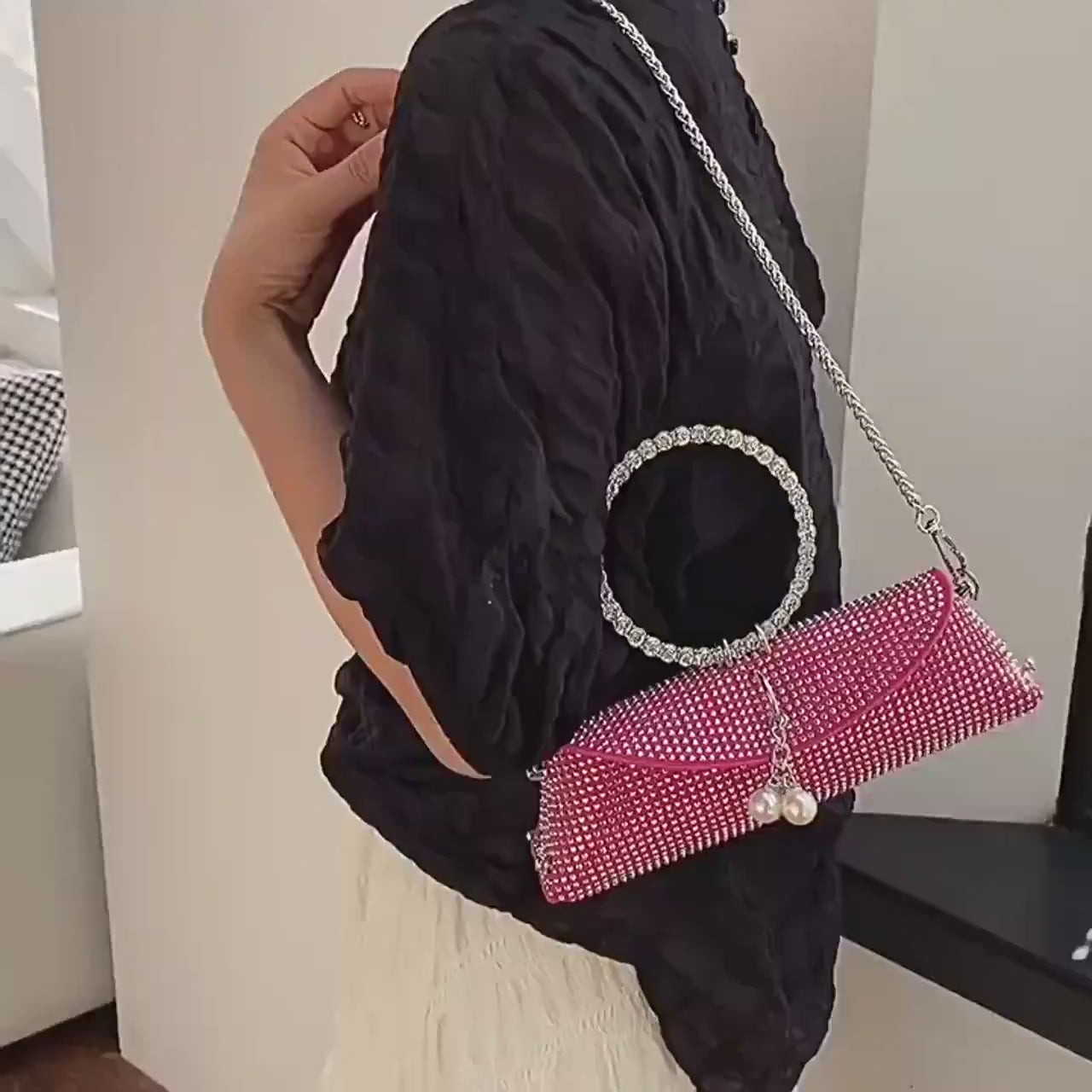 Rhinestone Diamond Womans Handbag Bling Evening Sparkly Square Clutch Purse