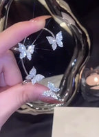 1 Pcs Cute Faux Ear Piercings Gold Silver Metal Rhinestone Butterfly Ear Decoration  Cuff Clip Jewelry